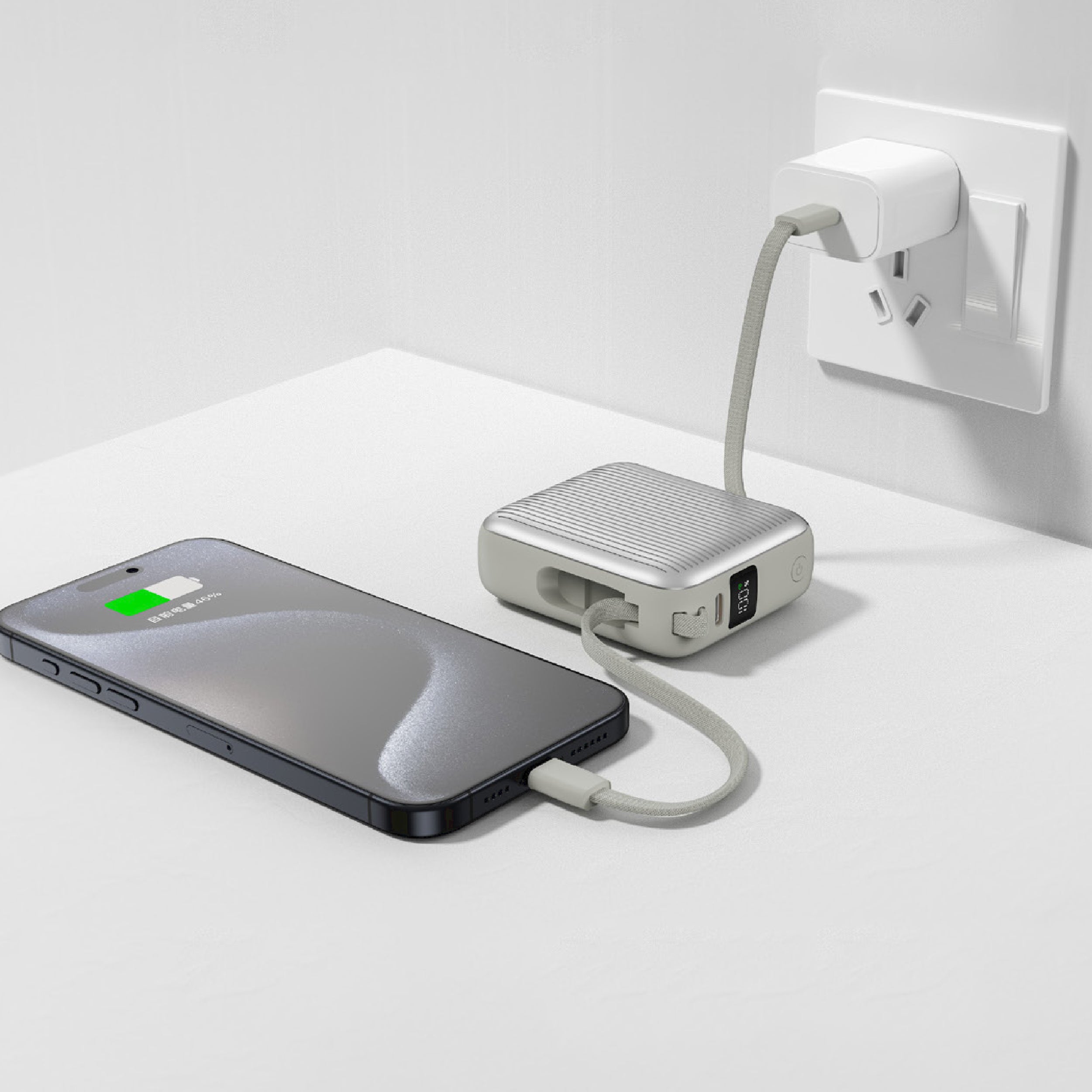 LZEL Neurode Sync - 10,000mAh PD Mini Power Bank 22.5W with Built-in Cable