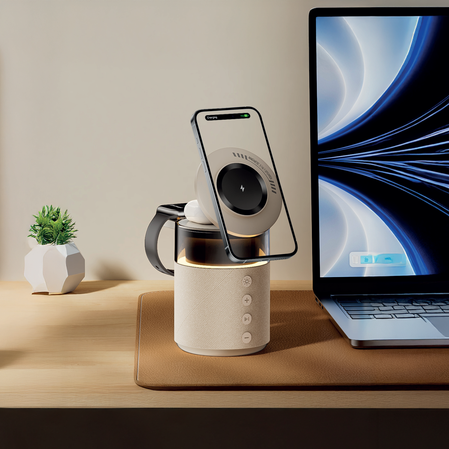 LZEL SonicGlow Pulse – Wireless Charger & Bluetooth Speaker