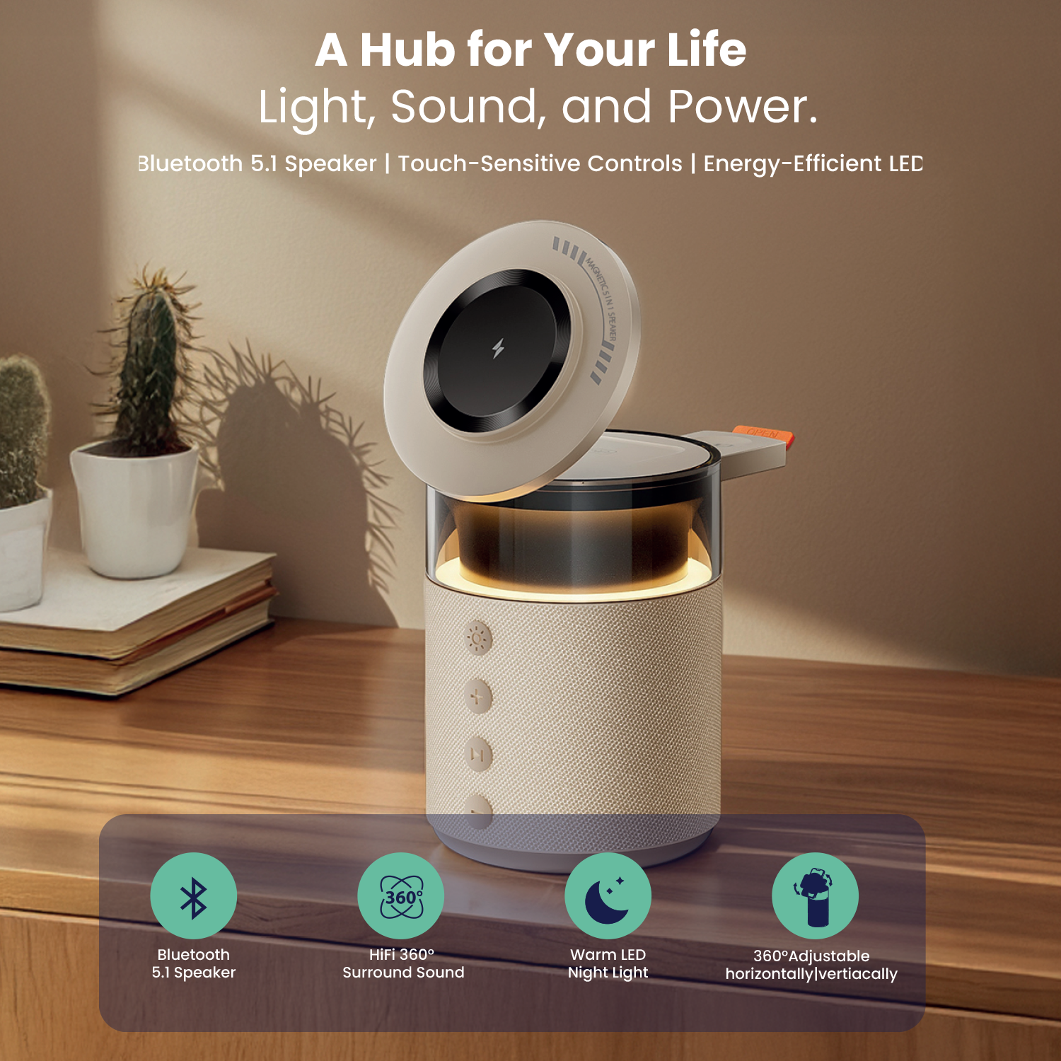 LZEL SonicGlow Pulse – Wireless Charger & Bluetooth Speaker