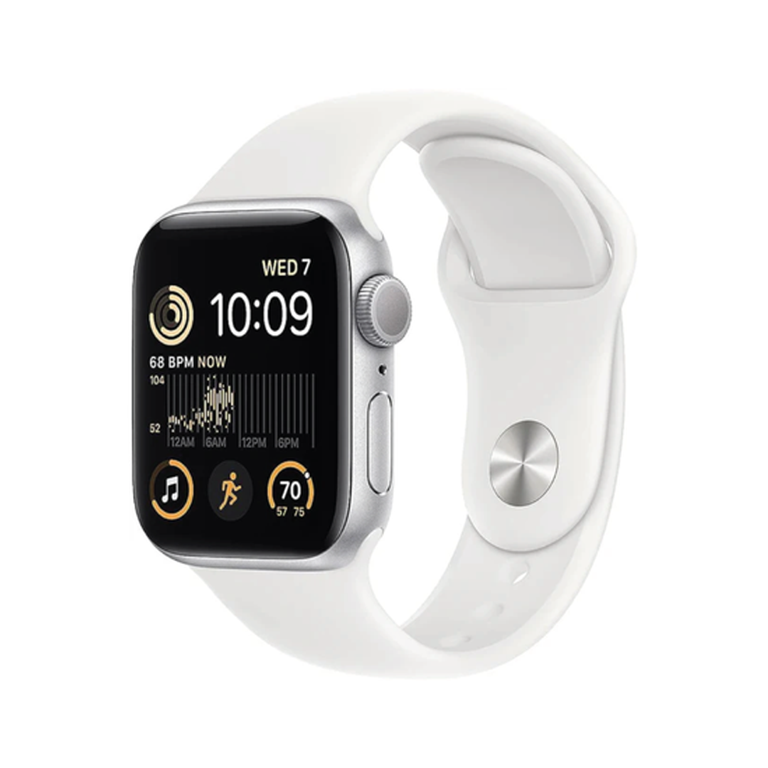 Apple Watch SE GPS + Cellular 44mm Silver Case with White Sport Band | Regular