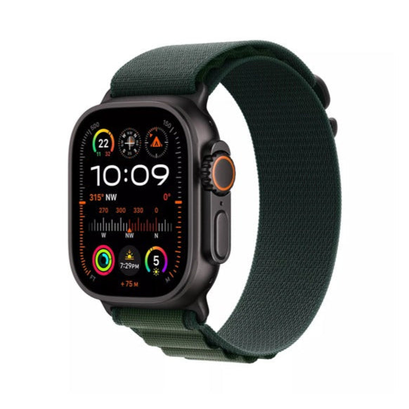 Apple Watch Ultra 2 (2024) - 49mm - GPS + Cellular - Black Titanium Case - Alpine Loop - Small | Dark Green