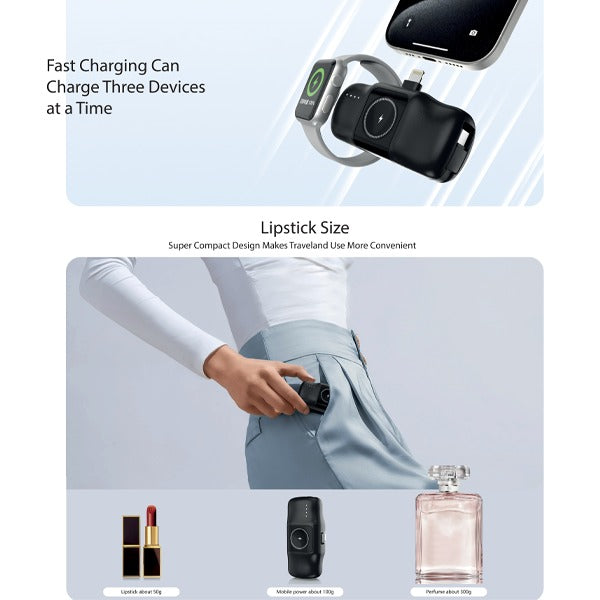 Asli Global 5000mAh Charger POD Prime Lighting Power Bank With Watch Dock