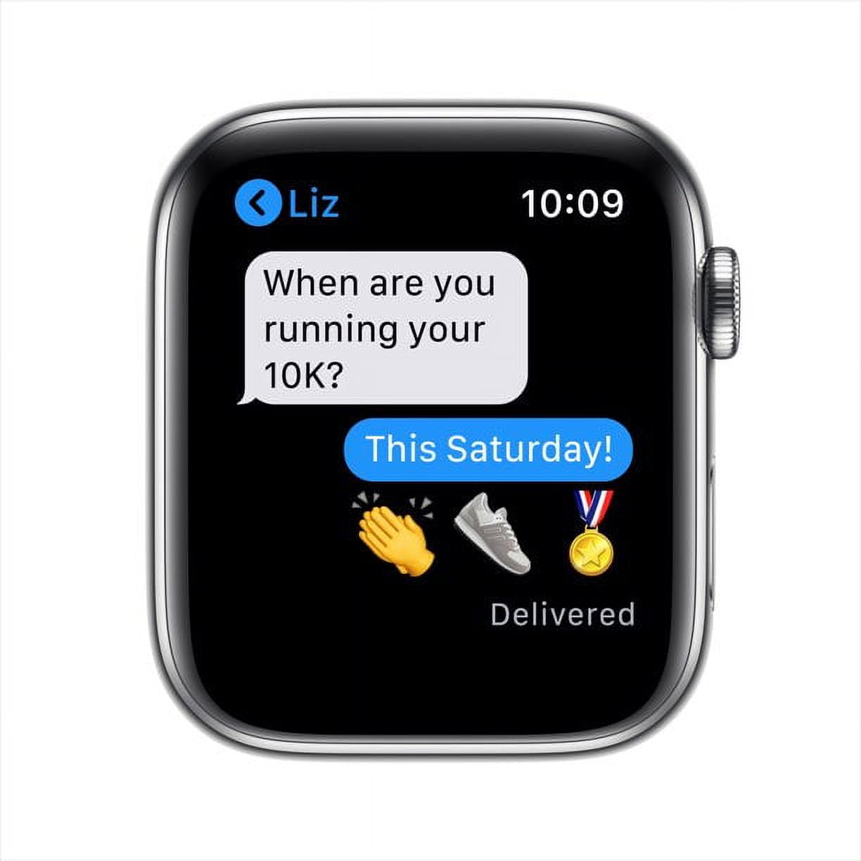 Apple Watch Series 6 GPS + Cellular, 44mm Silver Stainless Steel Case with White Sport Band - Regular