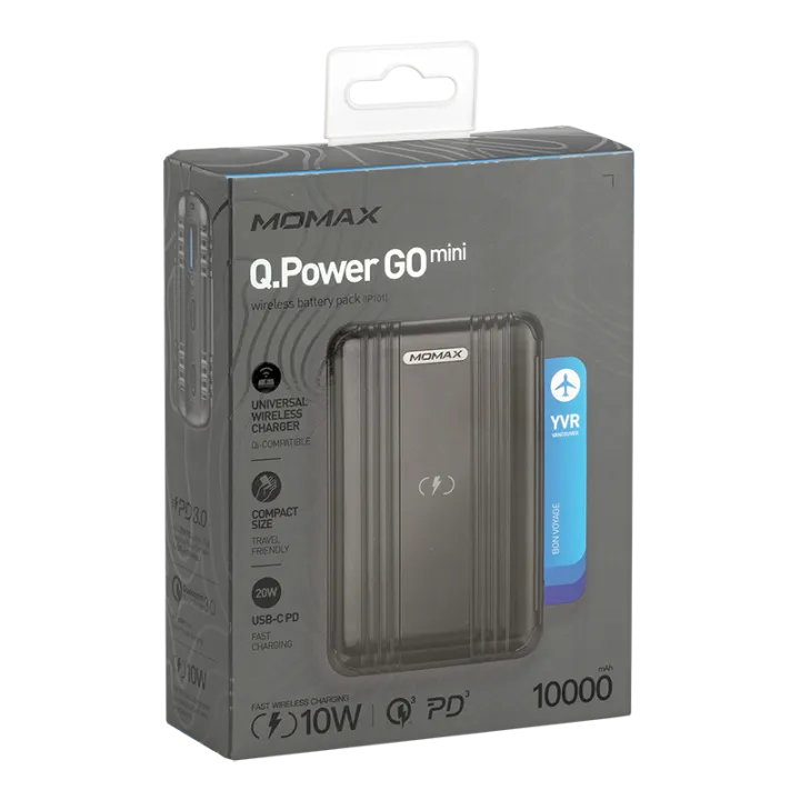 Momax Power Bank 10000 mAh  With Wireless Charging | Black