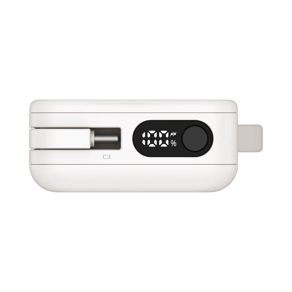 بطارية متنقلة مومكس 1-باور فيتال 10000 مللي أمبير مع كيبل USB-C مزدوج مدمج | أبيض