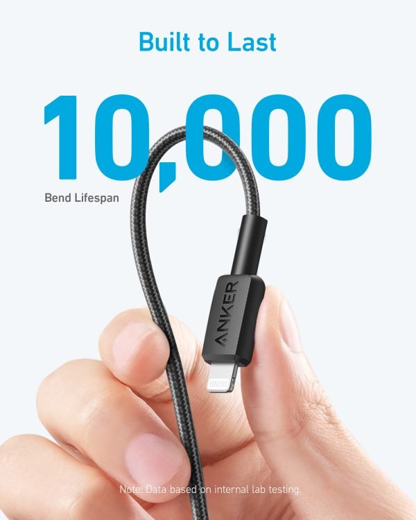 Anker 322 كابل USB-C إلى Lightning مضفر (0.9 متر/3 قدم) | أسود