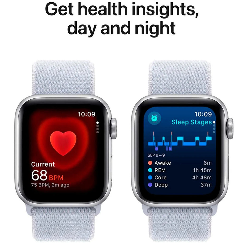 Apple Watch SE GPS 44mm Silver Aluminium Case with Blue Cloud Sport Loop