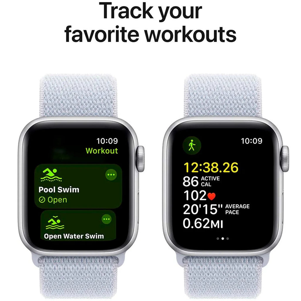 Apple Watch SE GPS 44mm Silver Aluminium Case with Blue Cloud Sport Loop