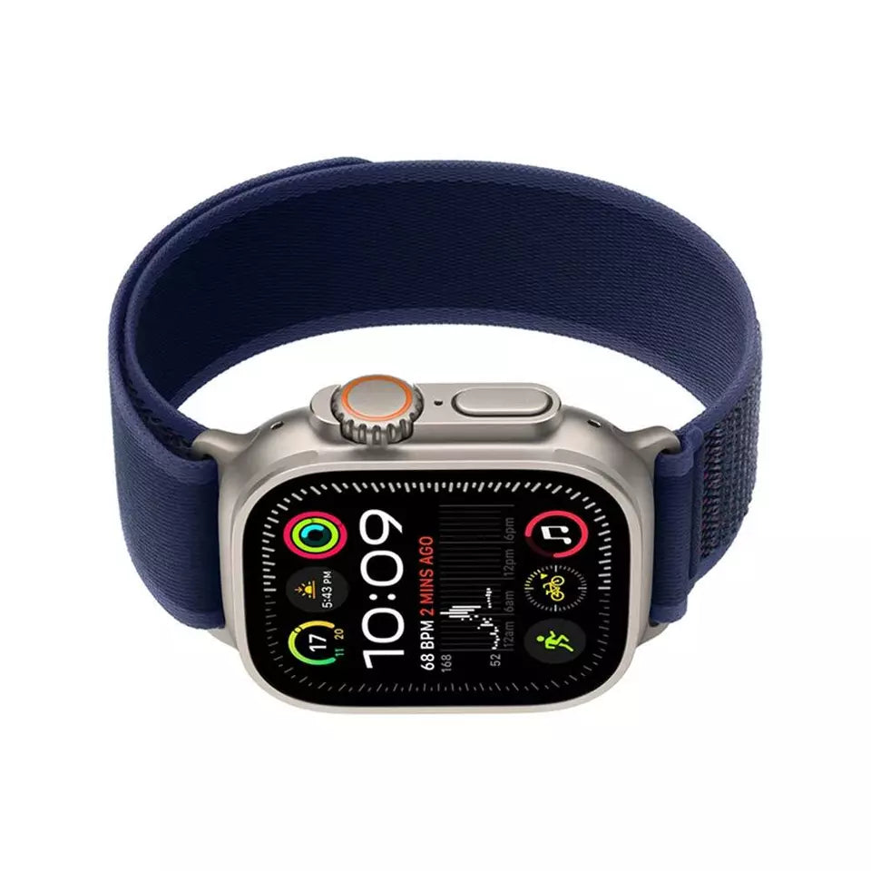 Apple Watch Ultra 2 (2024) - 49 مم - GPS + خلوي - إطار من التيتانيوم الطبيعي - حلقة تريل زرقاء | S/M